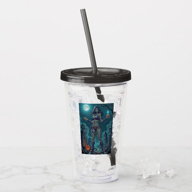 Halloween Leckerei oder Zombie Girlfriend w Brains Acryltrinkbecher (Vorderseite Ice)