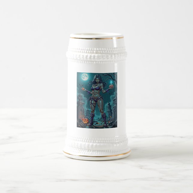 Halloween Leckerei oder Zombie Girlfriend w Brains Bierglas (Mittel)