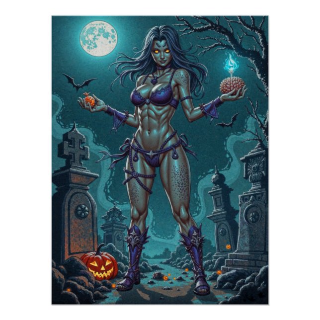 Halloween Leckerei oder Zombie Girlfriend w Brains Poster (Vorderseite)