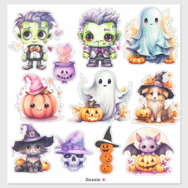 Halloween Leckerei Stickers, Niedlicher Spook Viny Aufkleber (Blatt)
