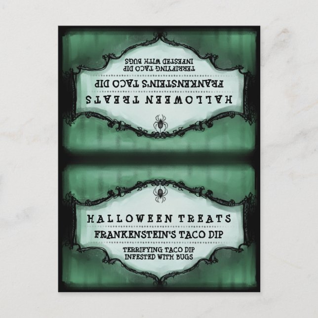 Halloween-Leckereien - Essenzzelt-Karte - grün Postkarte (Vorderseite)