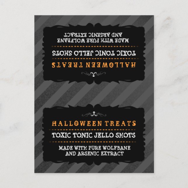 Halloween Leckereien Food Zelt Card - Schwarzer St Postkarte (Vorderseite)