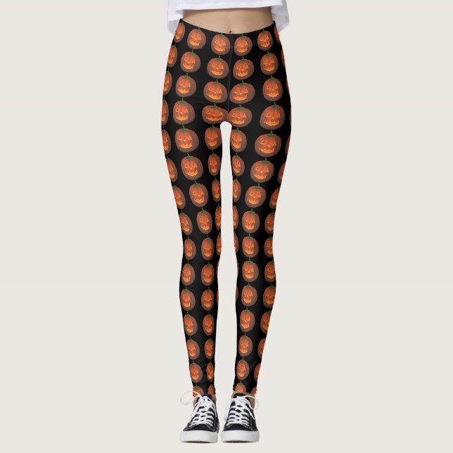 Halloween Leggings Amusants Leggings Citrouilles (Devant)