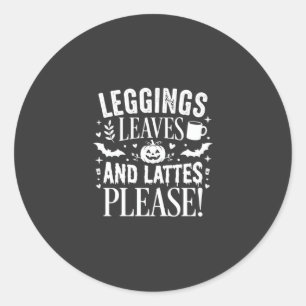 Halloween Leggings Blätter und Lattes Herbst Kaffe Runder Aufkleber