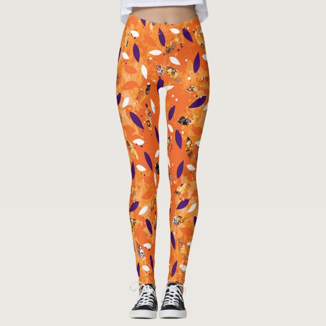 Halloween Leggings Orange Feather (Devant)