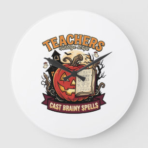 Halloween-Lehrer-Gehirn-Magie Große Wanduhr