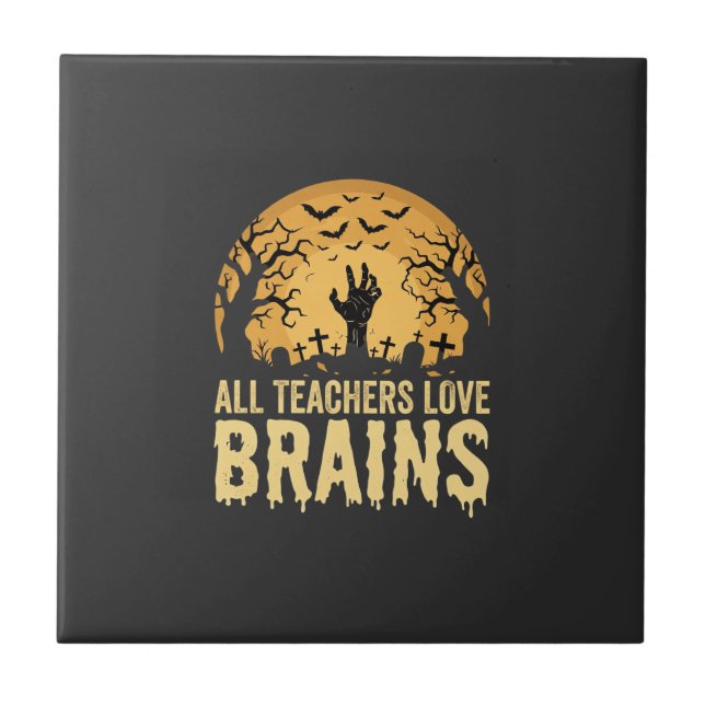 Halloween-Lehrer-Gehirne Fliese (Vorderseite)