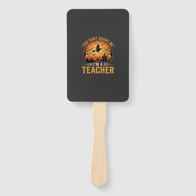 Halloween-Lehrer-Hexenkatze-Design Fächer (Vorderseite)
