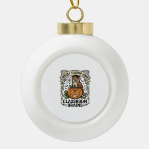 Halloween-Lehrer-Kürbis-Eule-Vintage-Schul-Shirt Keramik Kugel-Ornament