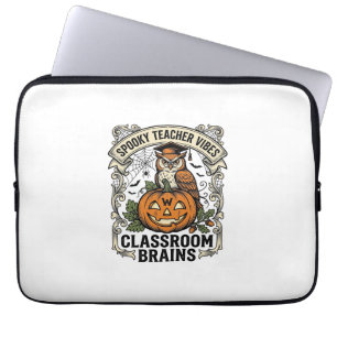 Halloween-Lehrer-Kürbis-Eule-Vintage-Schul-Shirt Laptopschutzhülle