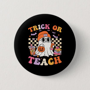 Halloween-Lehrer oder lehren Niedlicher Geisterkaf Button