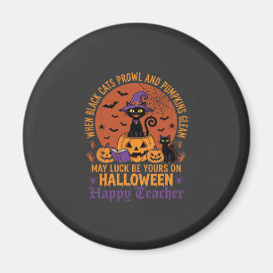 Halloween-Lehrer-Schwarze Katze Kürbis Glück Magnet