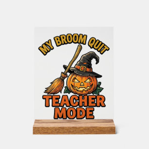 Halloween-Lehrer-Shirt Lustiges Besen-Problem-Desi Acrylschild