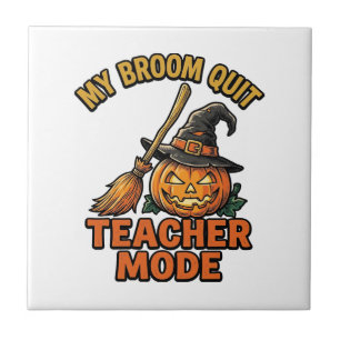 Halloween-Lehrer-Shirt Lustiges Besen-Problem-Desi Fliese