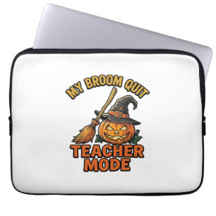 Halloween-Lehrer-Shirt Lustiges Besen-Problem-Desi Laptopschutzhülle
