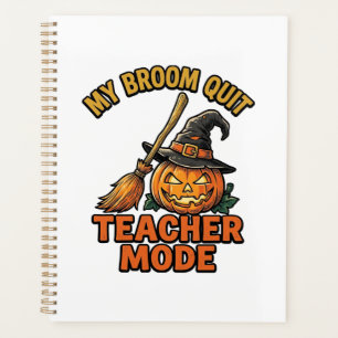 Halloween-Lehrer-Shirt Lustiges Besen-Problem-Desi Planer