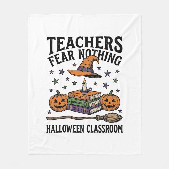 Halloween-Lehrer-Shirt mit Hexen-Büchern_1 Fleecedecke (Vorderseite)