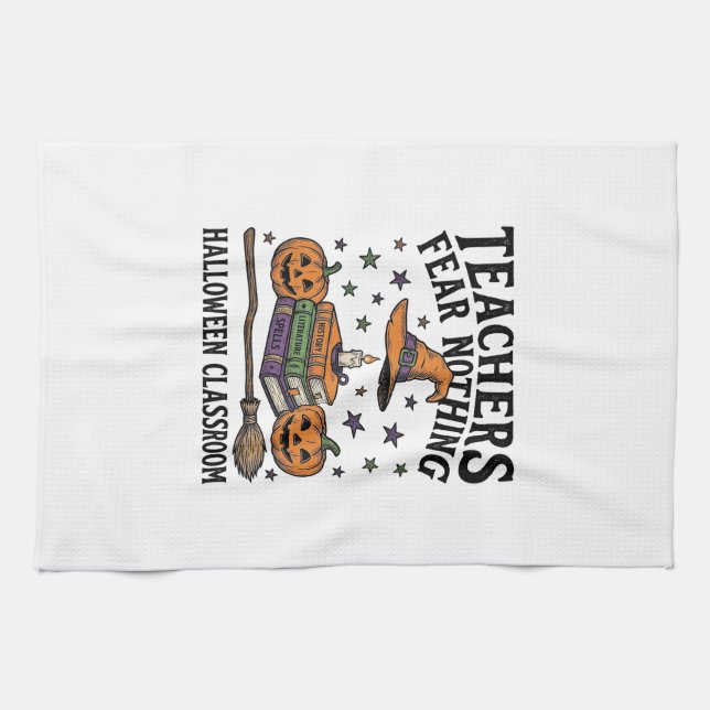 Halloween-Lehrer-Shirt mit Hexenbüchern_1 Geschirrtuch (Horizontal)