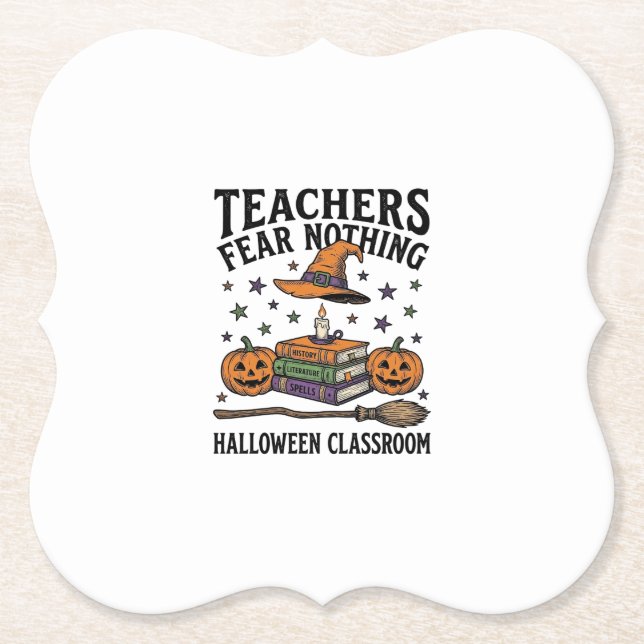 Halloween-Lehrer-Shirt mit Hexenbüchern_1 Untersetzer (Vorderseite)