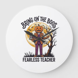 Halloween-Lehrer-Shirt Vintage-Gravur Kürbis  Große Wanduhr