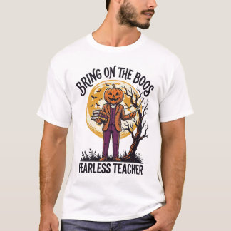 Halloween-Lehrer-Shirt Vintage-Gravur Kürbis T-Shirt
