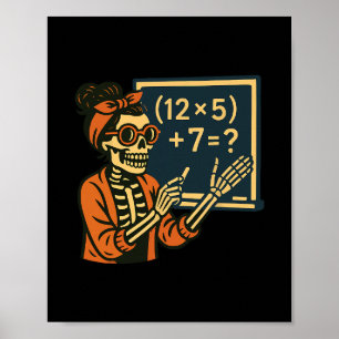 Halloween-Lehrer Six Seven Meme 6 7 Skelett Grusel Poster