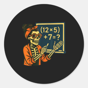 Halloween-Lehrer Six Seven Meme 6 7 Skelett Soky Runder Aufkleber