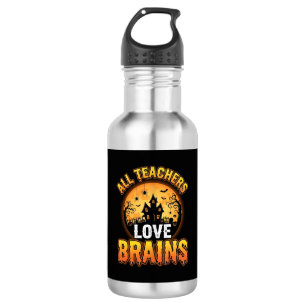 Halloween-Lehrer-Zombie-Gehirne-Horror-Mond-Design Edelstahlflasche