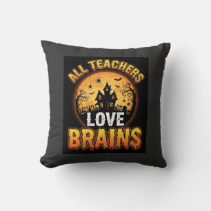 Halloween-Lehrer-Zombie-Gehirne-Horror-Mond-Design Kissen
