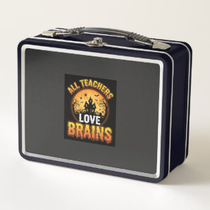 Halloween-Lehrer-Zombie-Gehirne-Horror-Mond-Design Metall Brotdose