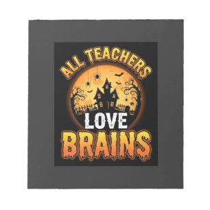 Halloween-Lehrer-Zombie-Gehirne-Horror-Mond-Design Notizblock