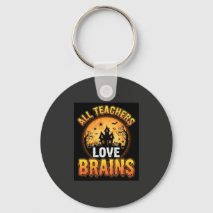 Halloween-Lehrer-Zombie-Gehirne-Horror-Mond-Design Schlüsselanhänger