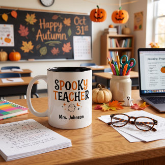 Halloween-Lehrergeschenk Kaffee | Angetrieben von Zweifarbige Tasse
