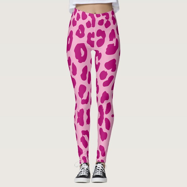 Halloween Leopard Print Dark & Light Pink Leggings (Vorderseite)
