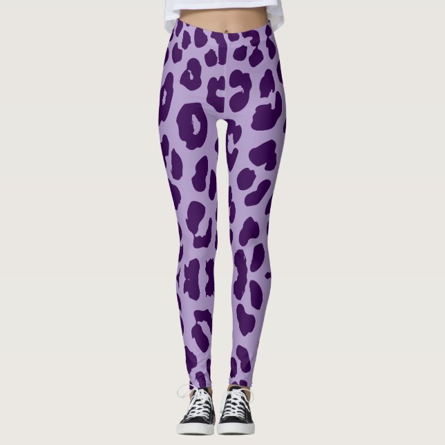 Halloween Leopard Print Lila & Lavendel Leggings (Vorderseite)