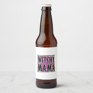 Halloween Leopard Witchy Mama Birthday Bierflaschenetikett