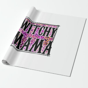 Halloween Leopard Witchy Mama Birthday Geschenkpapier