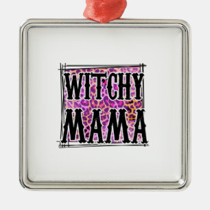 Halloween Leopard Witchy Mama Birthday Ornament Aus Metall