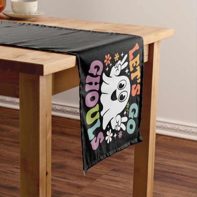 Halloween Let's Go Ghouls Ghost Retro-Kostüm Kurzer Tischläufer (Beispiel)