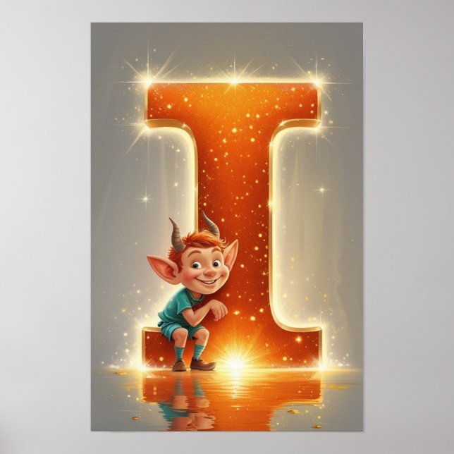 Halloween Letter I Cute Monster Kids Classroom  Poster (Vorne)