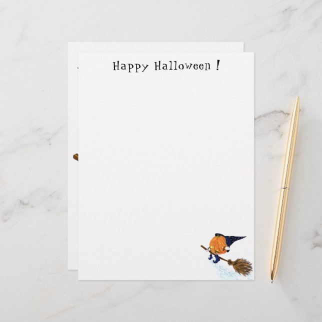 Halloween Letterhead Hexenkürbis Briefbogen (Vorderseite/Rückseite Beispiel)