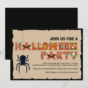 Halloween Lettering Hanging Spiole Halloween Einladung