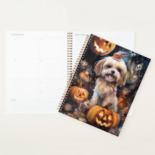 Halloween Lhassa Apso Avec Peur Citrouille