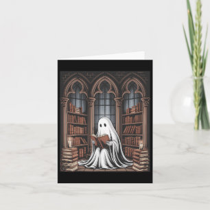 Halloween Librarian Ghost Reading Books Lovers Lib Karte