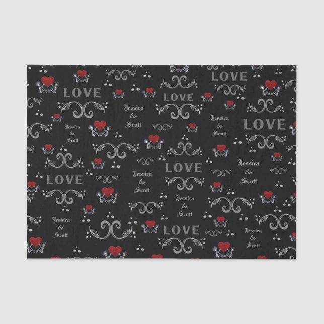 Halloween-Liebe-Skelett-Name-Seidenpapier Seidenpapier (Vorderseite)