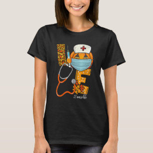 Halloween-Liebeskrankenschwester-Kürbis-Leopard-Fa T-Shirt