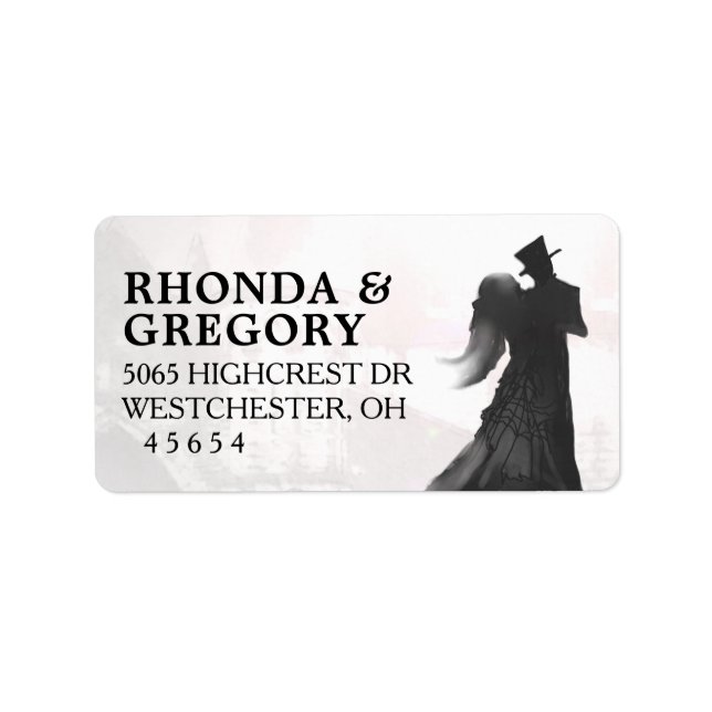 Halloween Liebhaber Silhouette Matching Wedding La Adressaufkleber (Vorne)