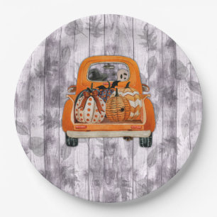 Halloween-Lieferwagen-LKW mit Kürbis Pappteller
