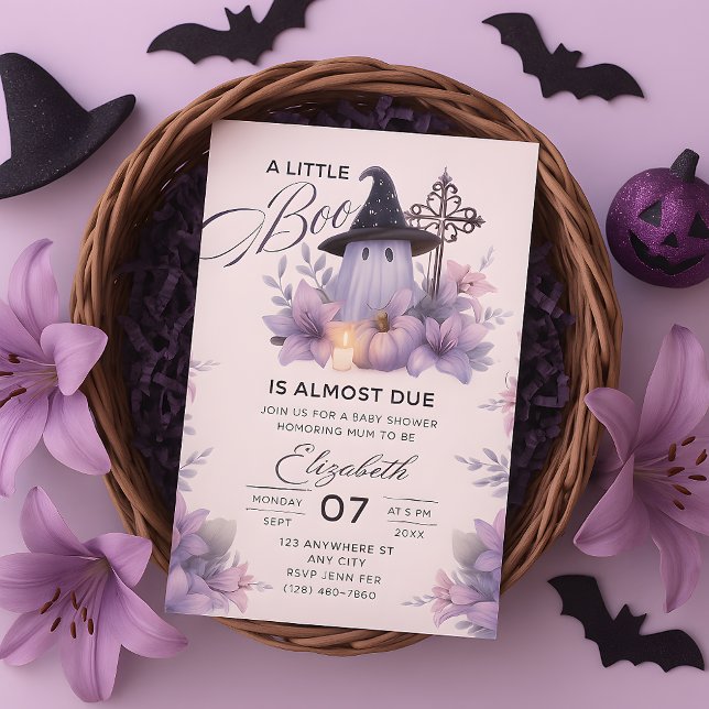 Halloween Lila Einladung (little boo baby shower invitation, Halloween Flyer Baby Shower, Little Boo Invitation Little Boo Bab)