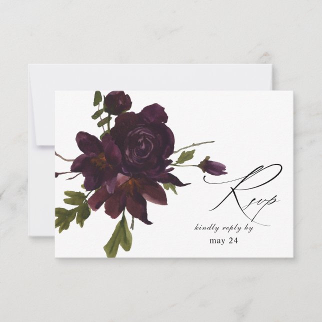 Halloween Lila Floral w Meal RSVP Card (Vorderseite)